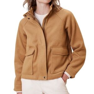 NWT - Banana Republic Brushed Melton Pocket Short Jacket in Camel Sz XXS Petite